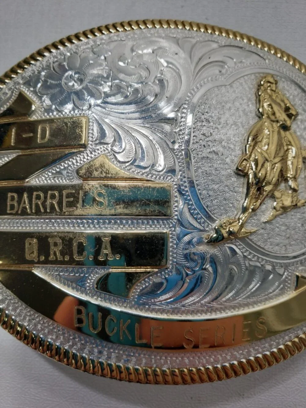Montana Silversmiths 1-D Barrels OK Barrel Racing Western Belt Buckle K5569